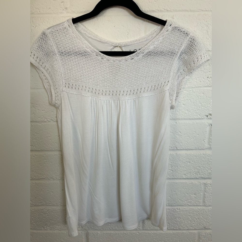 LOFT White Knit Blouse